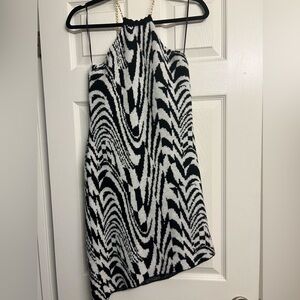Trippy asymmetrical chain halter dress